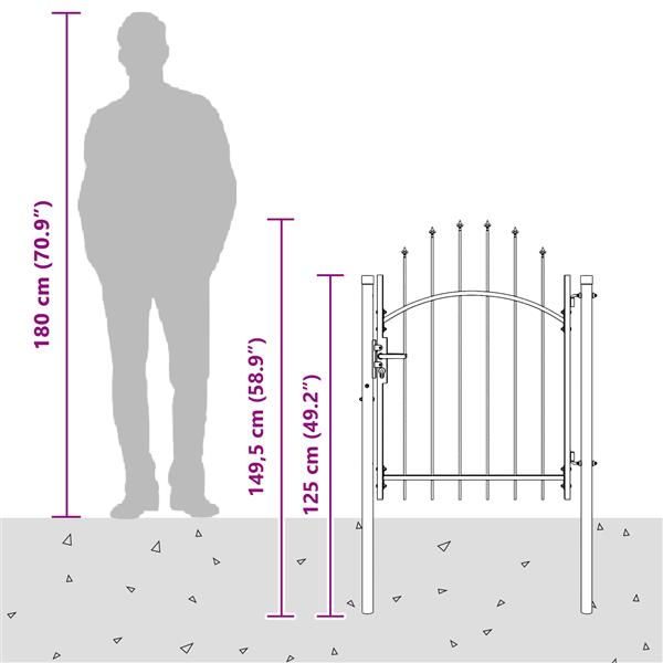 Grote foto vidaxl tuinpoort hekpoort met slot grijs 100 x 100 cm staal tuin en terras hekken en schuttingen