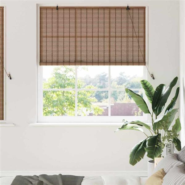 Grote foto vidaxl raamblind geometrisch bruin 150 x 160 cm bamboe huis en inrichting gordijnen en lamellen