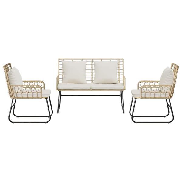 Grote foto vidaxl tuin eettafelset 3 pcs bruin en cr me poly rattan tuin en terras tuinmeubelen