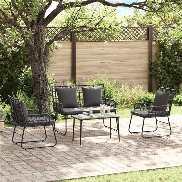 Grote foto vidaxl tuin eettafelset 3 pcs zwart en anthraciet poly rattan tuin en terras tuinmeubelen