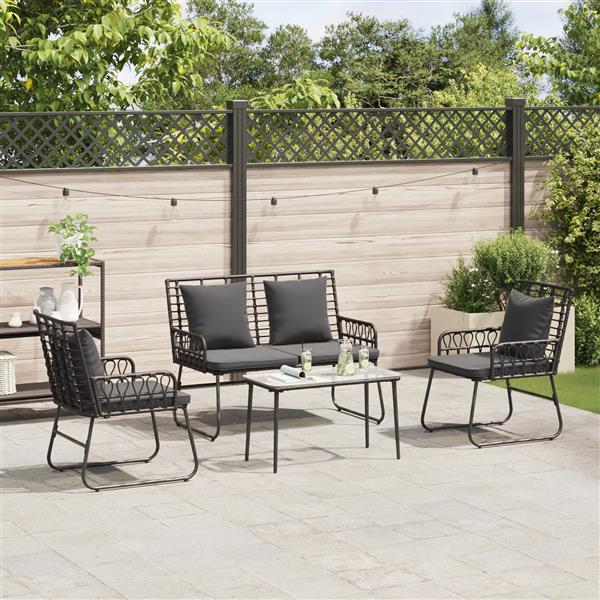 Grote foto vidaxl tuin eettafelset 3 pcs zwart en anthraciet poly rattan tuin en terras tuinmeubelen