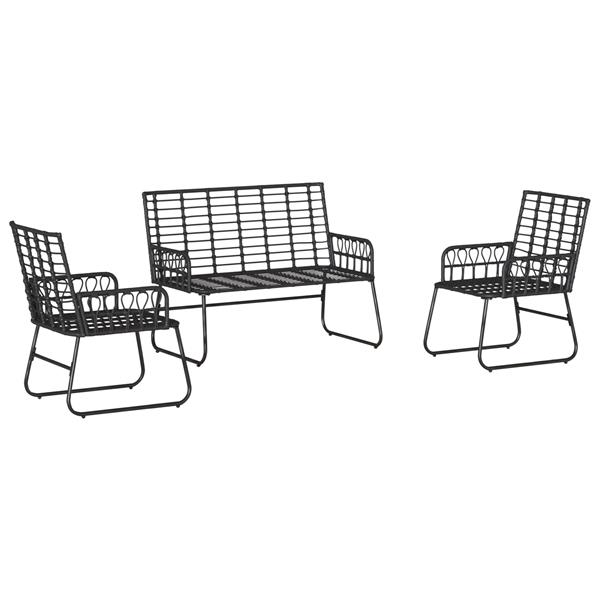 Grote foto vidaxl tuin eettafelset 3 pcs zwart en anthraciet poly rattan tuin en terras tuinmeubelen