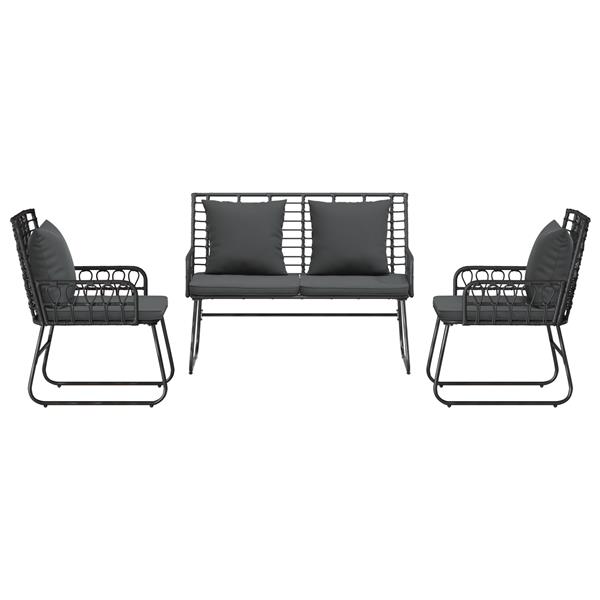 Grote foto vidaxl tuin eettafelset 3 pcs zwart en anthraciet poly rattan tuin en terras tuinmeubelen