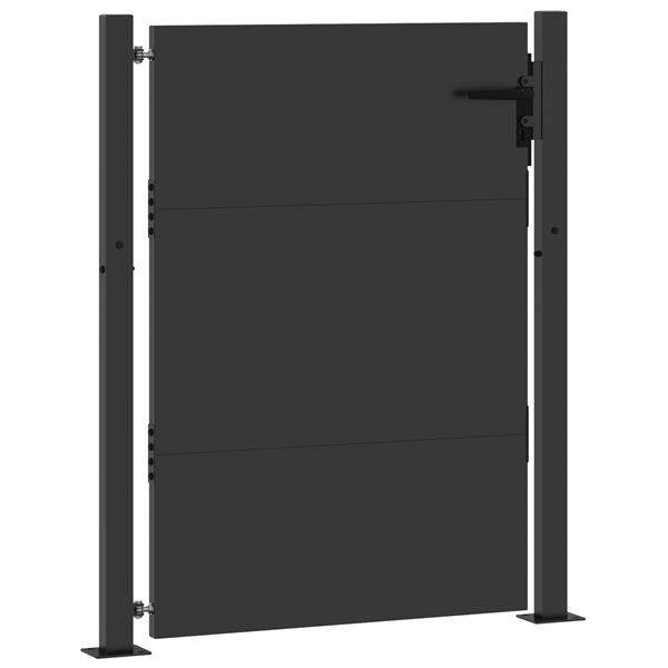 Grote foto vidaxl tuinpoort met slot zwart 85 x 130 cm gepoedercoat staal tuin en terras hekken en schuttingen