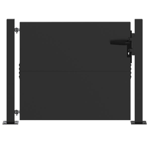 Grote foto vidaxl tuinpoort zwart 105 x 100 cm poedergecoat staal tuin en terras hekken en schuttingen