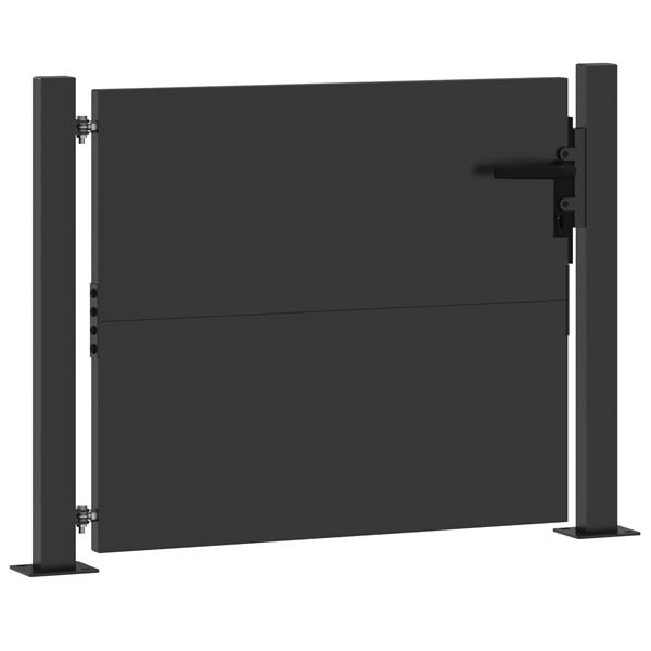 Grote foto vidaxl tuinpoort zwart 105 x 100 cm poedergecoat staal tuin en terras hekken en schuttingen