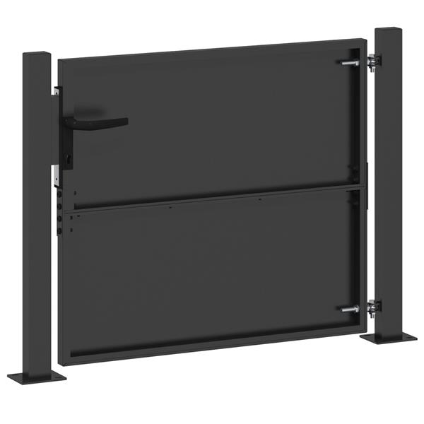 Grote foto vidaxl tuinpoort zwart 105 x 100 cm poedergecoat staal tuin en terras hekken en schuttingen