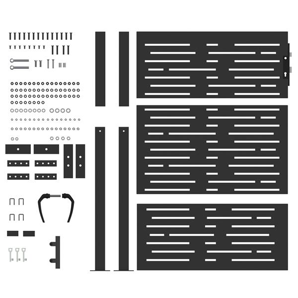 Grote foto vidaxl tuinpoort met slot zwart 85 x 180 cm gepoedercoat staal tuin en terras hekken en schuttingen