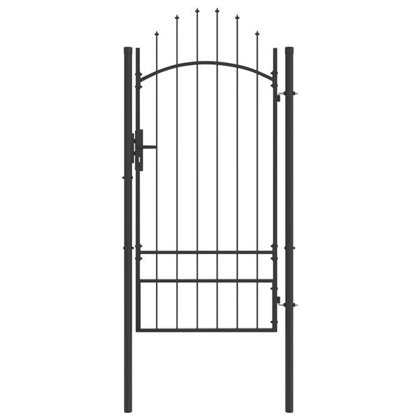 Grote foto vidaxl tuinpoort met slot grijs 100 x 200 cm staal tuin en terras hekken en schuttingen