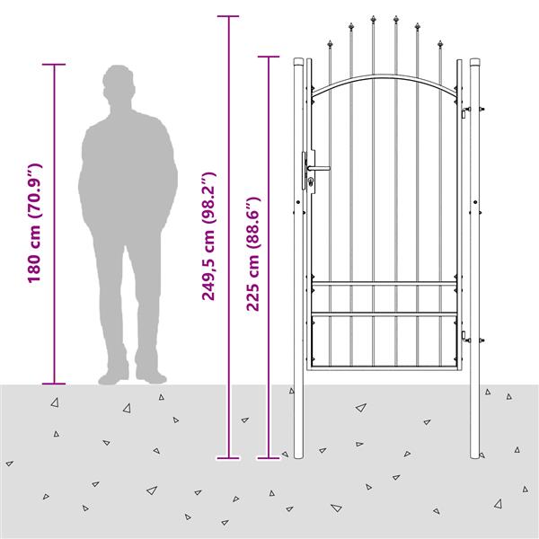 Grote foto vidaxl tuinpoort met slot grijs 100 x 200 cm staal tuin en terras hekken en schuttingen