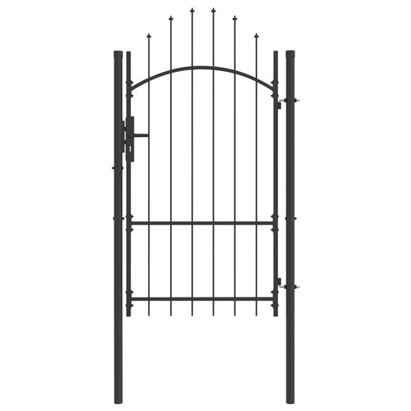 Grote foto vidaxl tuinpoort met slot grijs 100 x 175 cm staal tuin en terras hekken en schuttingen