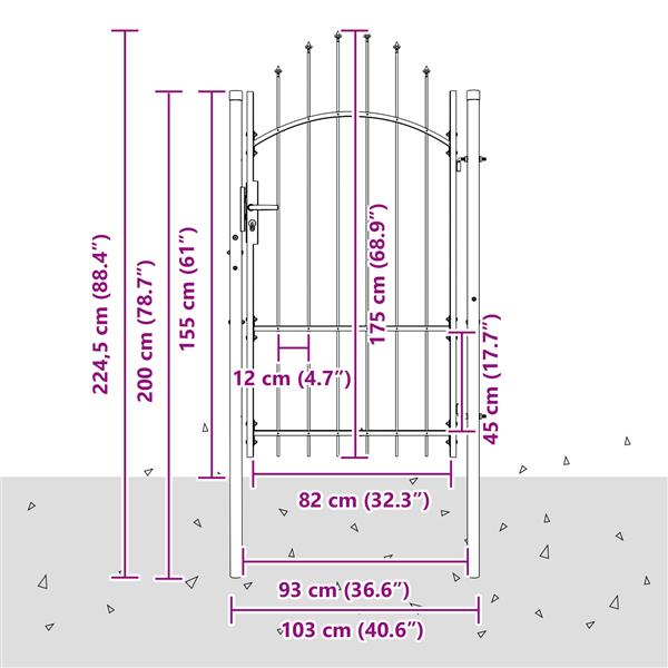 Grote foto vidaxl tuinpoort met slot grijs 100 x 175 cm staal tuin en terras hekken en schuttingen