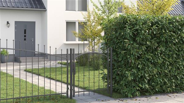 Grote foto vidaxl tuinpoort hekpoort met slot grijs 100 x 100 cm staal tuin en terras hekken en schuttingen