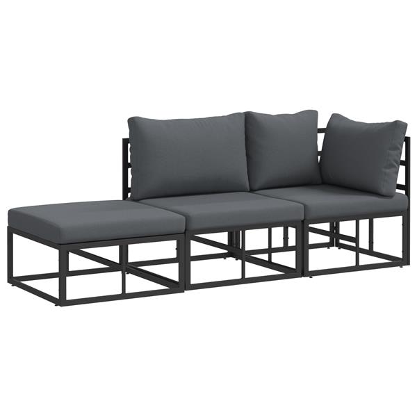 Grote foto vidaxl tuin sofa set met kussen 3 pcs zwart aluminium tuin en terras tuinmeubelen