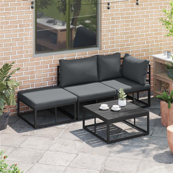 Grote foto vidaxl tuin sofa set met kussen 3 pcs zwart aluminium tuin en terras tuinmeubelen