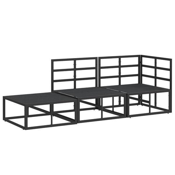 Grote foto vidaxl tuin sofa set met kussen 3 pcs zwart aluminium tuin en terras tuinmeubelen