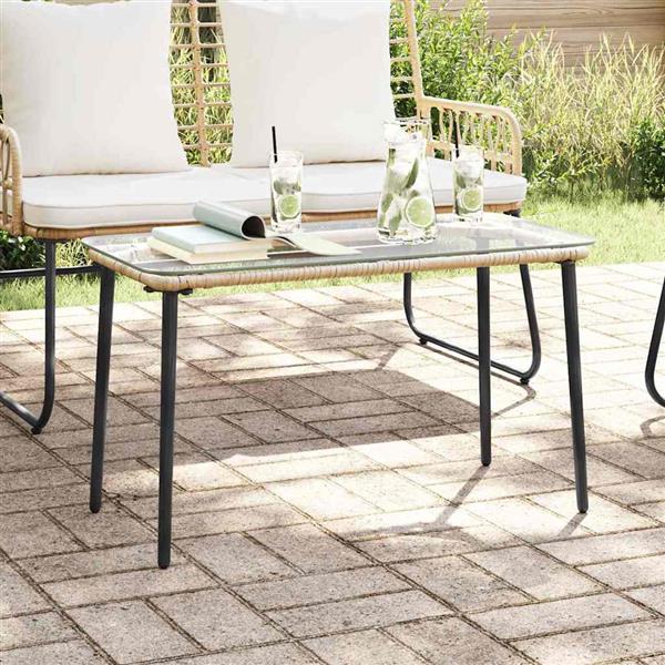 Grote foto vidaxl tuinstafel naturel 80 x 40 x 45.5 cm poly riet tuin en terras tuinmeubelen