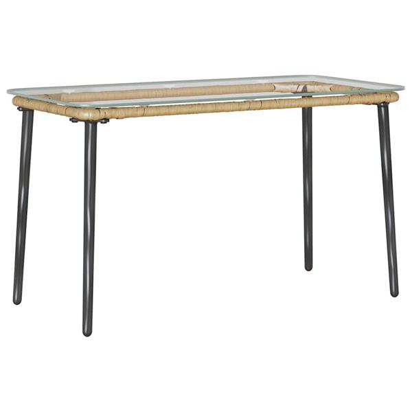 Grote foto vidaxl tuinstafel naturel 80 x 40 x 45.5 cm poly riet tuin en terras tuinmeubelen