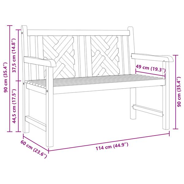 Grote foto vidaxl tuinbank bruin 114 x 60 x 90 cm massief teakhout tuin en terras tuinmeubelen