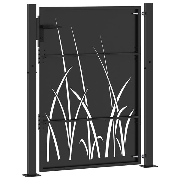 Grote foto vidaxl tuinpoort met slot zwart 85 x 130 cm poedergecoat staal tuin en terras hekken en schuttingen