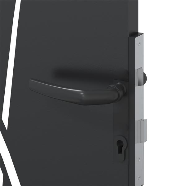 Grote foto vidaxl tuinpoort met slot zwart 85 x 180 cm poedergecoat staal tuin en terras hekken en schuttingen