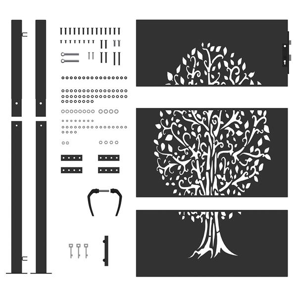 Grote foto vidaxl tuinpoort met slot zwart 85 x 155 cm poedergecoat staal tuin en terras hekken en schuttingen