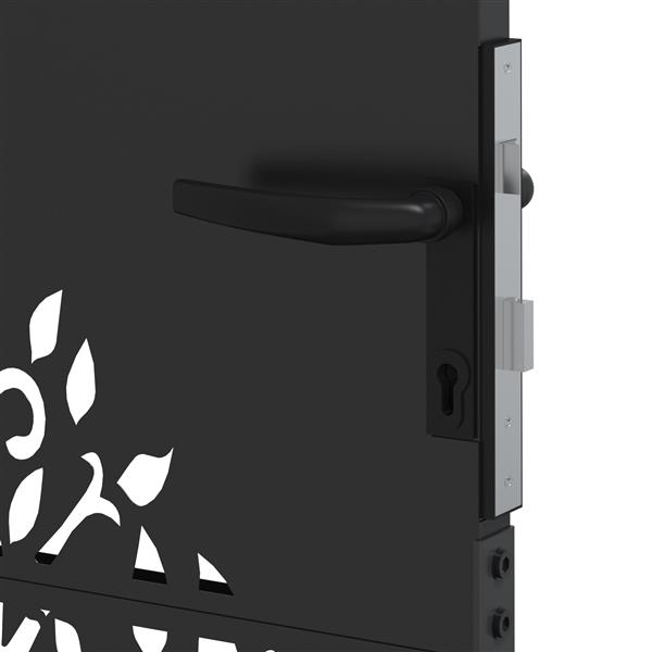 Grote foto vidaxl tuinpoort met slot zwart 105 x 100 cm poedergecoat staal tuin en terras hekken en schuttingen