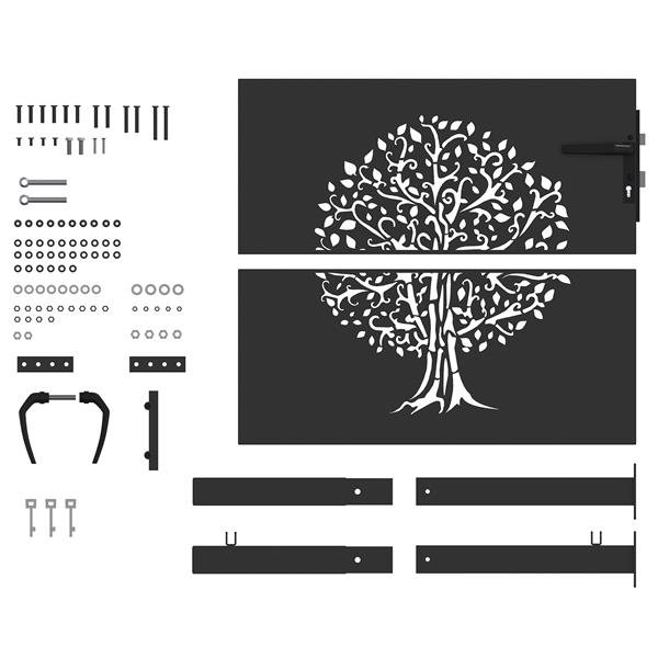 Grote foto vidaxl tuinpoort met slot zwart 105 x 100 cm poedergecoat staal tuin en terras hekken en schuttingen