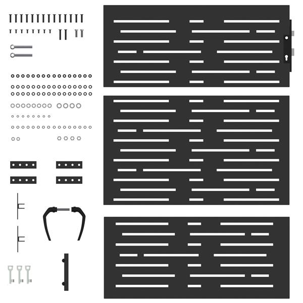 Grote foto vidaxl tuinpoort met slot zwart 85 x 150 cm poedergecoat staal tuin en terras hekken en schuttingen