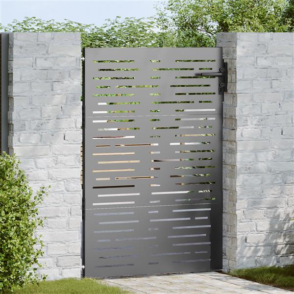 Grote foto vidaxl tuinpoort met slot zwart 105 x 125 cm poedergecoat staal tuin en terras hekken en schuttingen