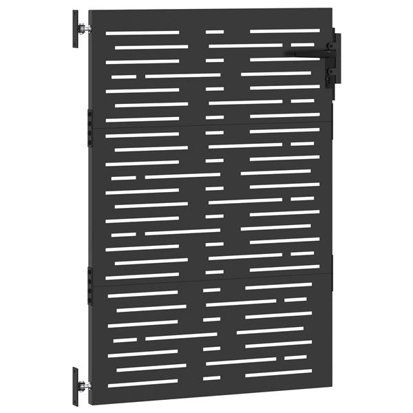 Grote foto vidaxl tuinpoort met slot zwart 105 x 125 cm poedergecoat staal tuin en terras hekken en schuttingen