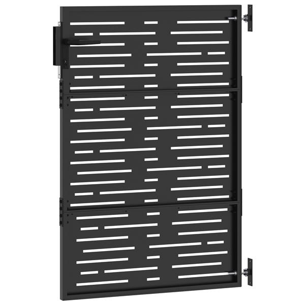 Grote foto vidaxl tuinpoort met slot zwart 105 x 125 cm poedergecoat staal tuin en terras hekken en schuttingen