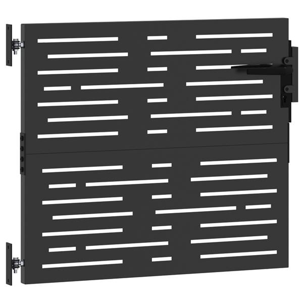 Grote foto vidaxl tuinpoort met slot zwart 105 x 100 cm poedergecoat staal tuin en terras hekken en schuttingen