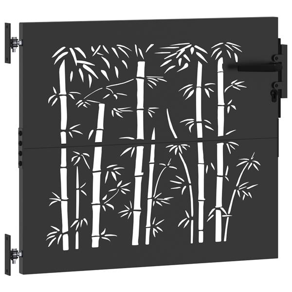 Grote foto vidaxl tuinpoort met slot zwart 105 x 100 cm poedergecoat staal tuin en terras hekken en schuttingen