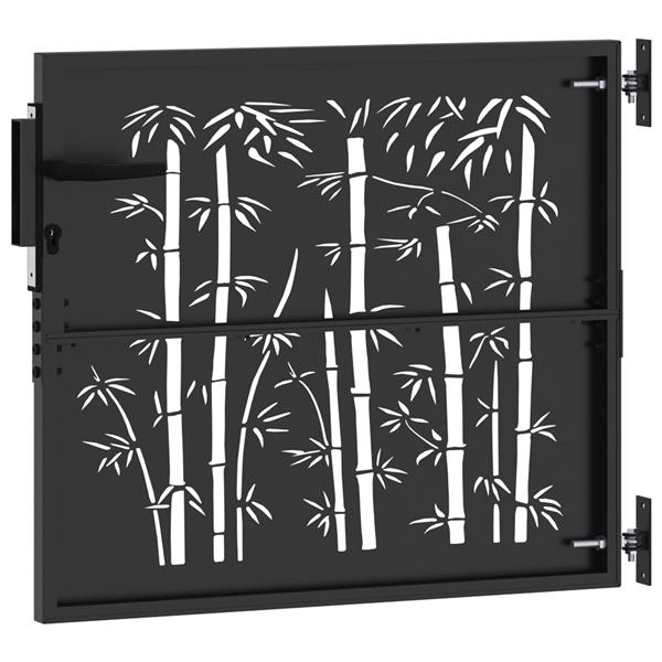 Grote foto vidaxl tuinpoort met slot zwart 105 x 100 cm poedergecoat staal tuin en terras hekken en schuttingen