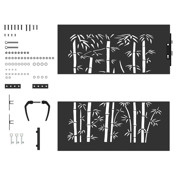 Grote foto vidaxl tuinpoort met slot zwart 105 x 100 cm poedergecoat staal tuin en terras hekken en schuttingen