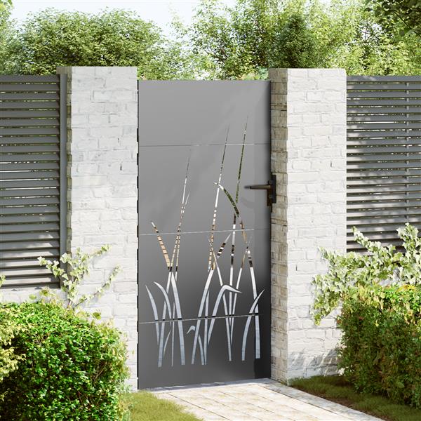 Grote foto vidaxl tuinpoort met slot zwart 105 x 175 cm poedergecoat staal tuin en terras hekken en schuttingen