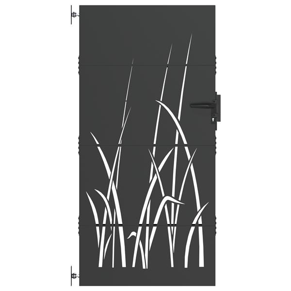 Grote foto vidaxl tuinpoort met slot zwart 105 x 175 cm poedergecoat staal tuin en terras hekken en schuttingen