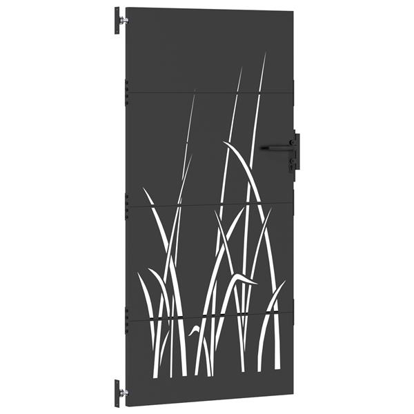 Grote foto vidaxl tuinpoort met slot zwart 105 x 175 cm poedergecoat staal tuin en terras hekken en schuttingen