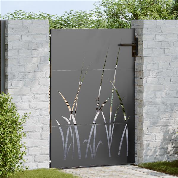 Grote foto vidaxl tuinpoort met slot zwart 105 x 150 cm poedergecoat staal tuin en terras hekken en schuttingen