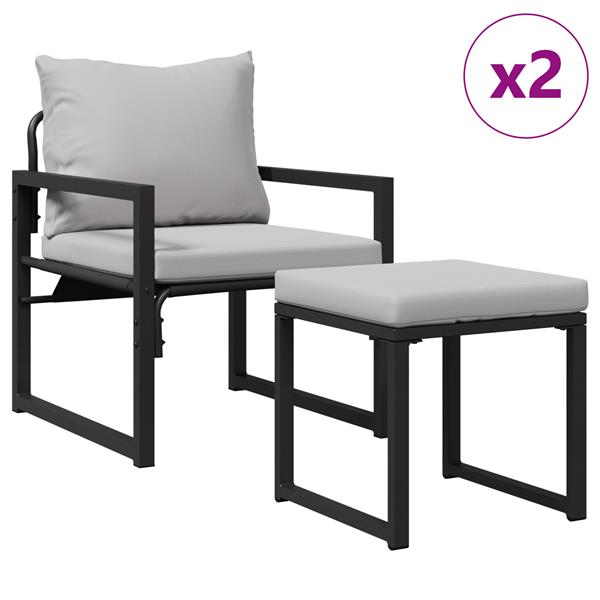 Grote foto vidaxl tuinmeubelen met kussen 4 pcs zwart 61 x 72 5 x 71 cm staal tuin en terras tuinmeubelen