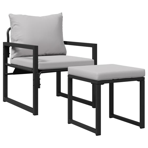 Grote foto vidaxl tuinmeubelen met kussen 4 pcs zwart 61 x 72 5 x 71 cm staal tuin en terras tuinmeubelen