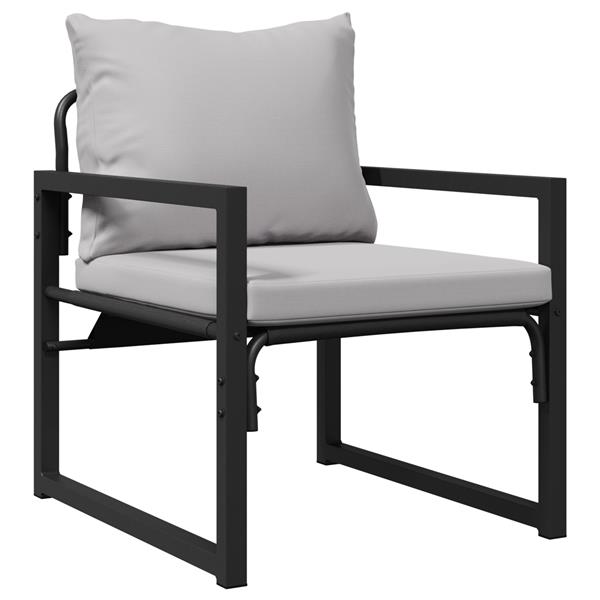 Grote foto vidaxl tuinmeubelen met kussen 4 pcs zwart 61 x 72 5 x 71 cm staal tuin en terras tuinmeubelen