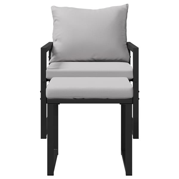 Grote foto vidaxl tuinmeubelen met kussen 4 pcs zwart 61 x 72 5 x 71 cm staal tuin en terras tuinmeubelen