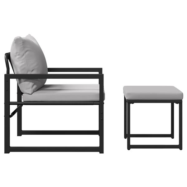 Grote foto vidaxl tuinmeubelen met kussen 4 pcs zwart 61 x 72 5 x 71 cm staal tuin en terras tuinmeubelen