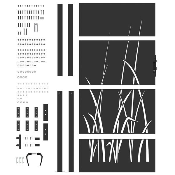 Grote foto vidaxl tuinpoort met slot zwart 85 x 180 cm poedergecoat staal tuin en terras hekken en schuttingen