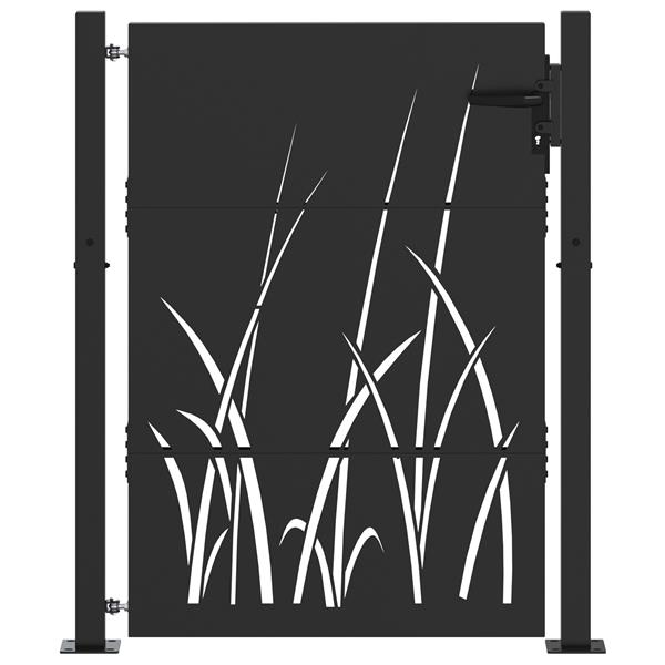 Grote foto vidaxl tuinpoort met slot zwart 85 x 130 cm poedergecoat staal tuin en terras hekken en schuttingen