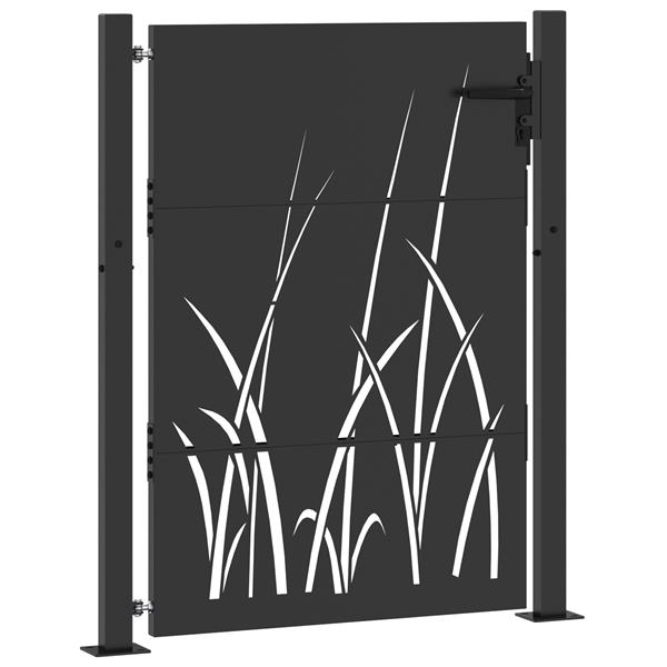 Grote foto vidaxl tuinpoort met slot zwart 85 x 130 cm poedergecoat staal tuin en terras hekken en schuttingen