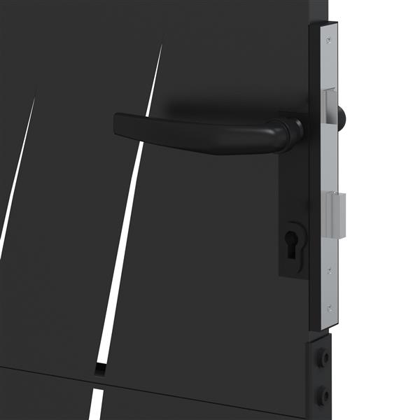 Grote foto vidaxl tuinpoort met slot zwart 85 x 130 cm poedergecoat staal tuin en terras hekken en schuttingen