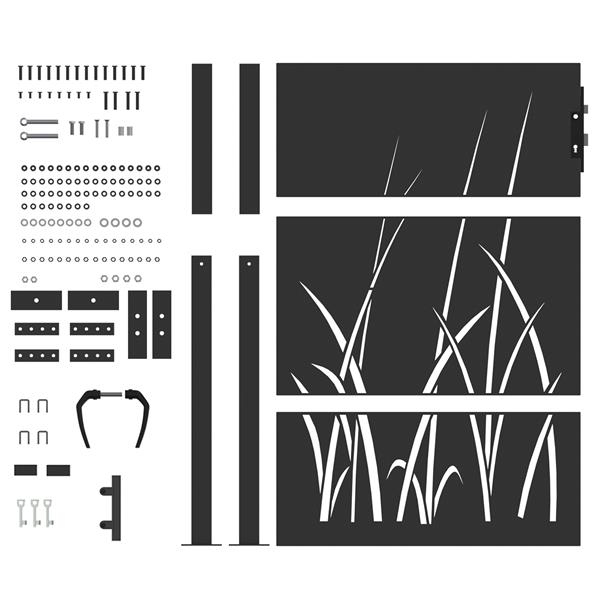 Grote foto vidaxl tuinpoort met slot zwart 85 x 130 cm poedergecoat staal tuin en terras hekken en schuttingen